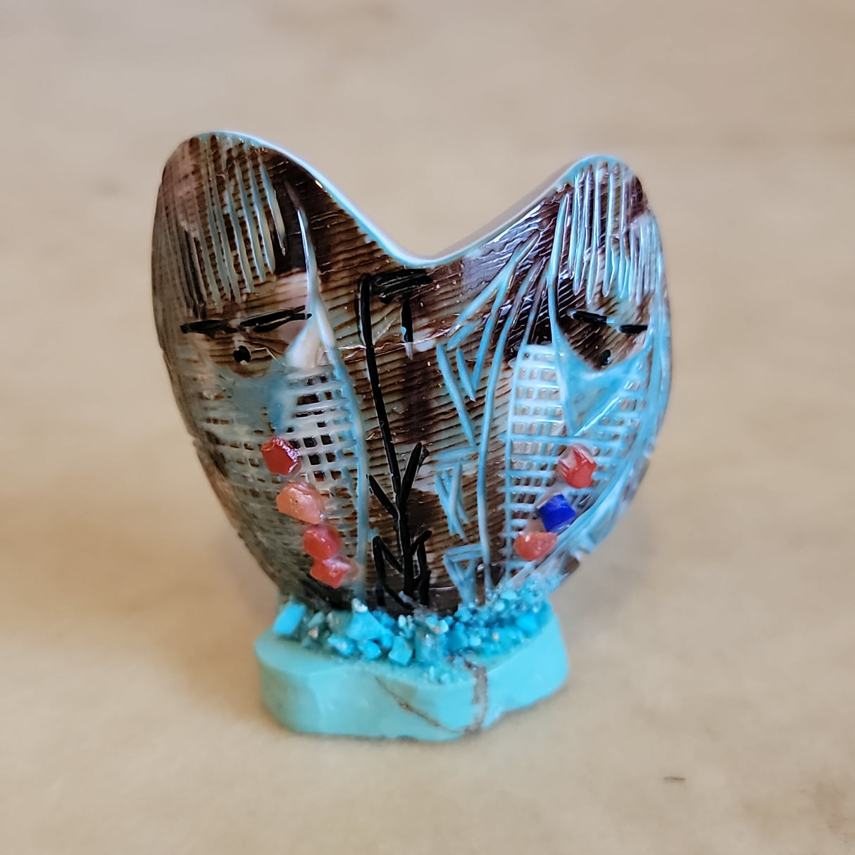 Double Snail Shell Zuni Fetish Corn Maidens