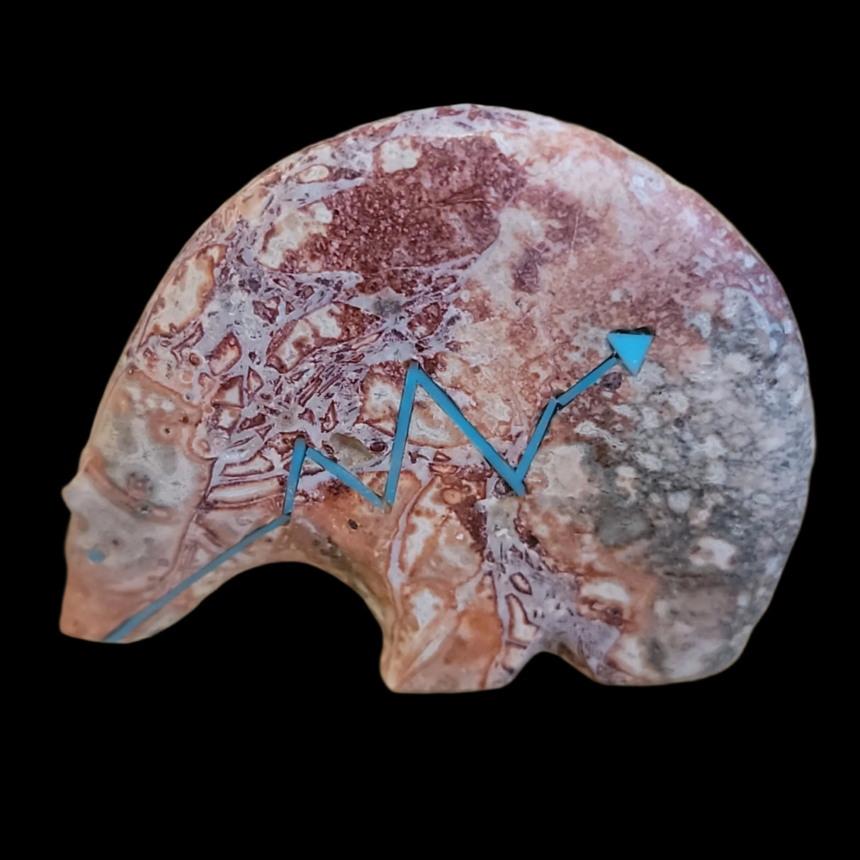 Long Necked and Colorful Jasper Zuni Fetish Medicine Bear