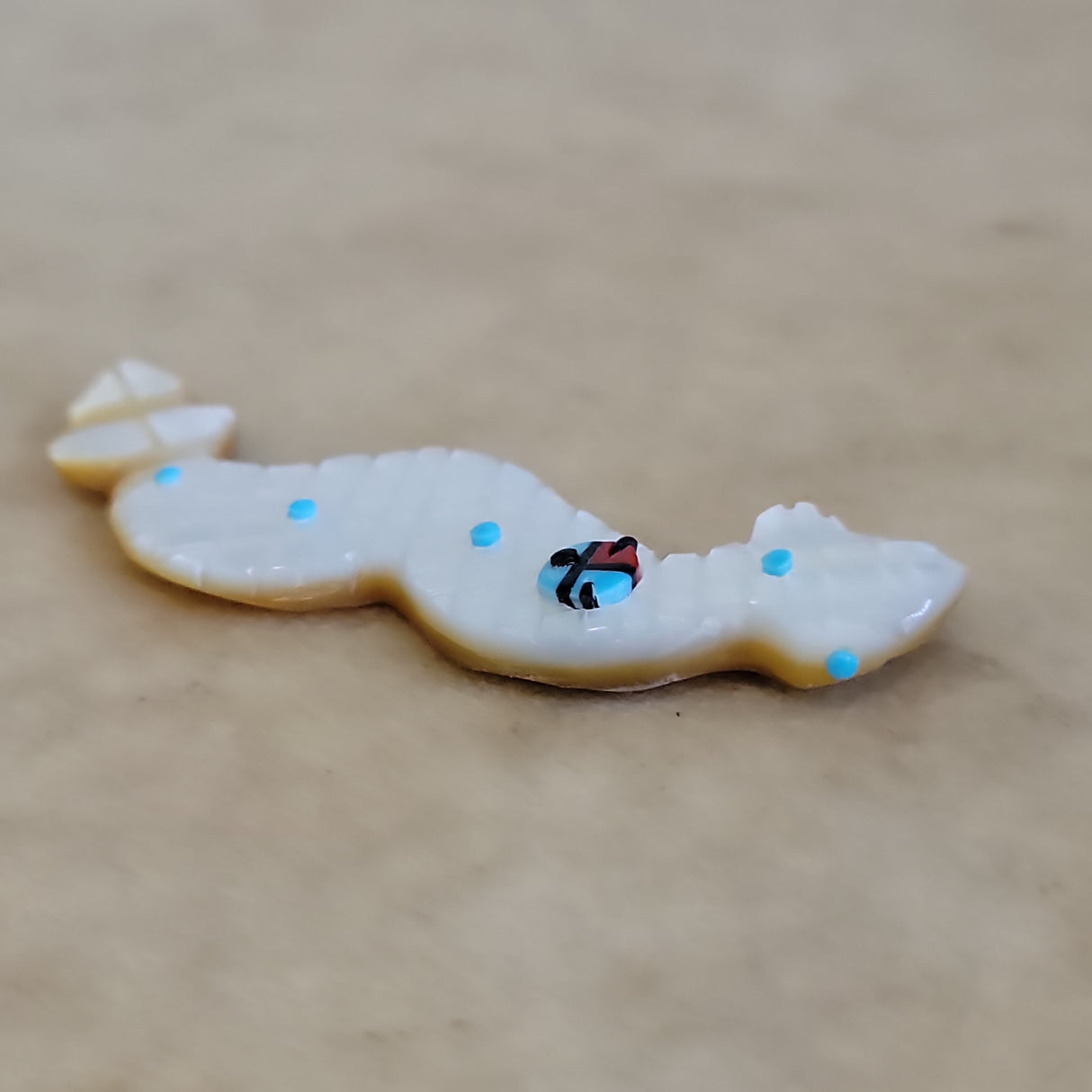 Gold Lip w/Zuni Sun Zuni Fetish Snake/Rattlesnake