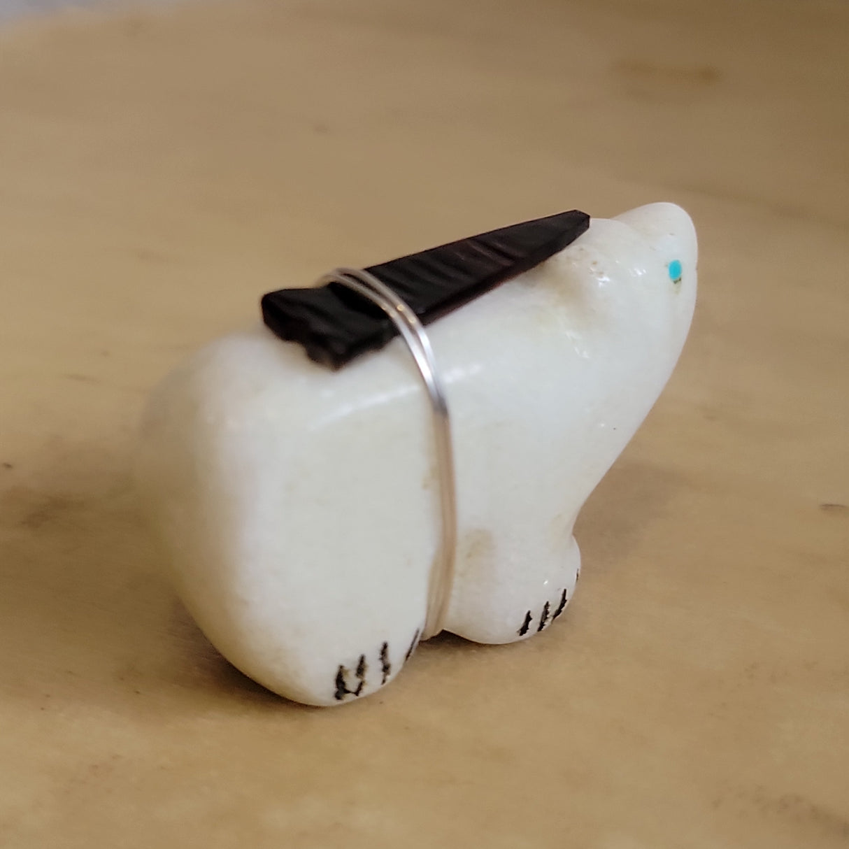 Marble Bear w/Zuni Sun Zuni Fetish