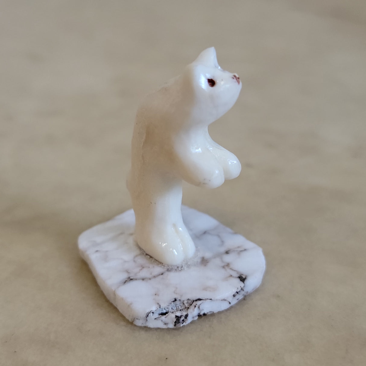 Ruben Najera Fossilized Ivory Standing Bear on Base Zuni Fetish