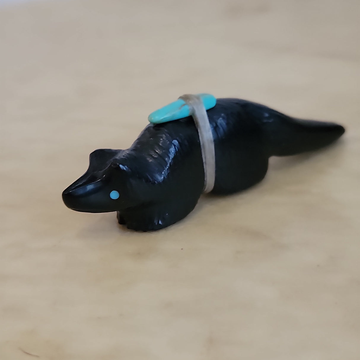 Furry Black Jet Zuni Fetish Wolf