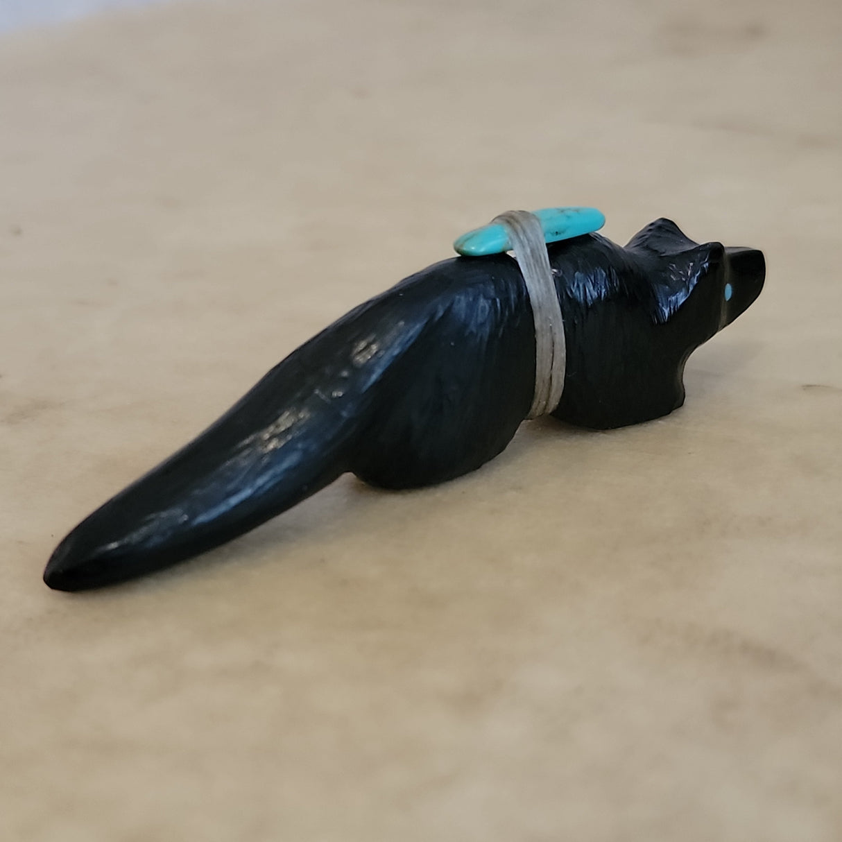 Furry Black Jet Zuni Fetish Wolf