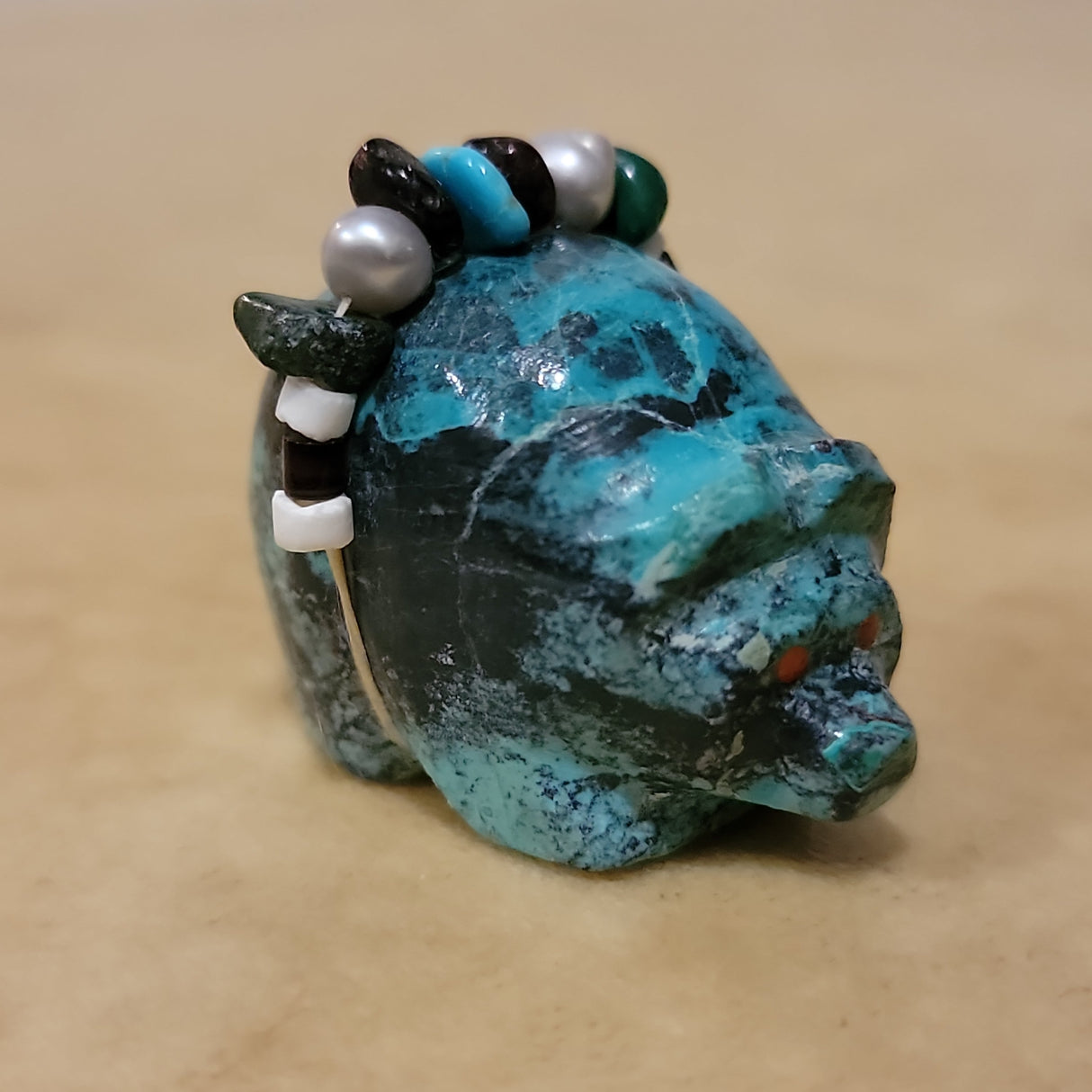 Cheryl Beyuka Fancy Chrysocolla Bear Zuni Fetish