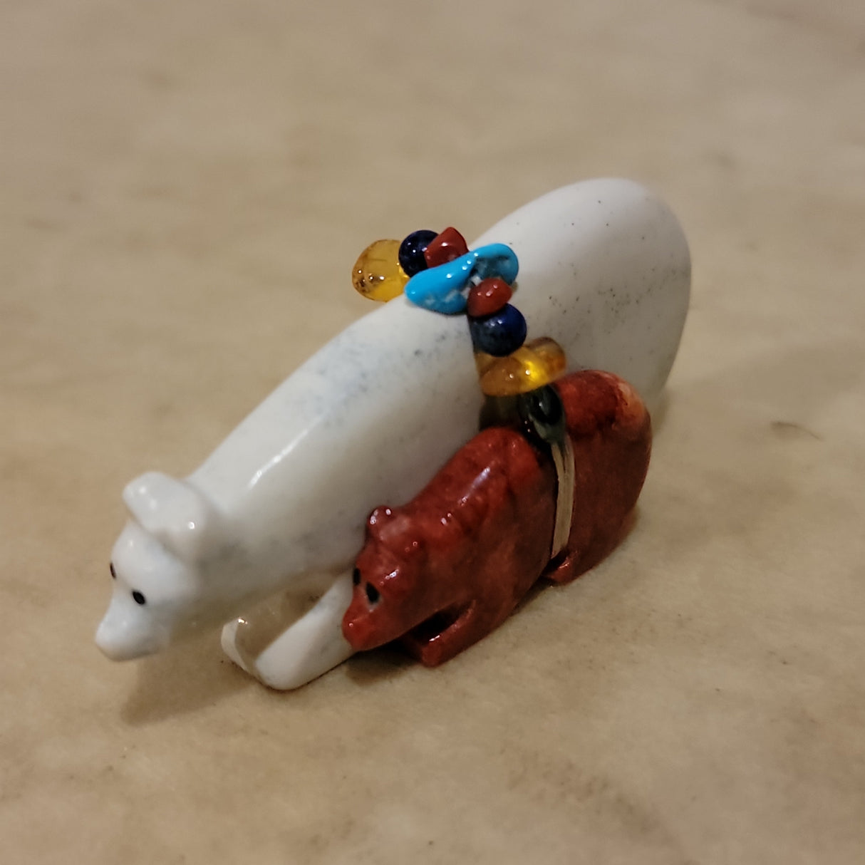 Double Bears with Fancy Offering Zuni Fetish