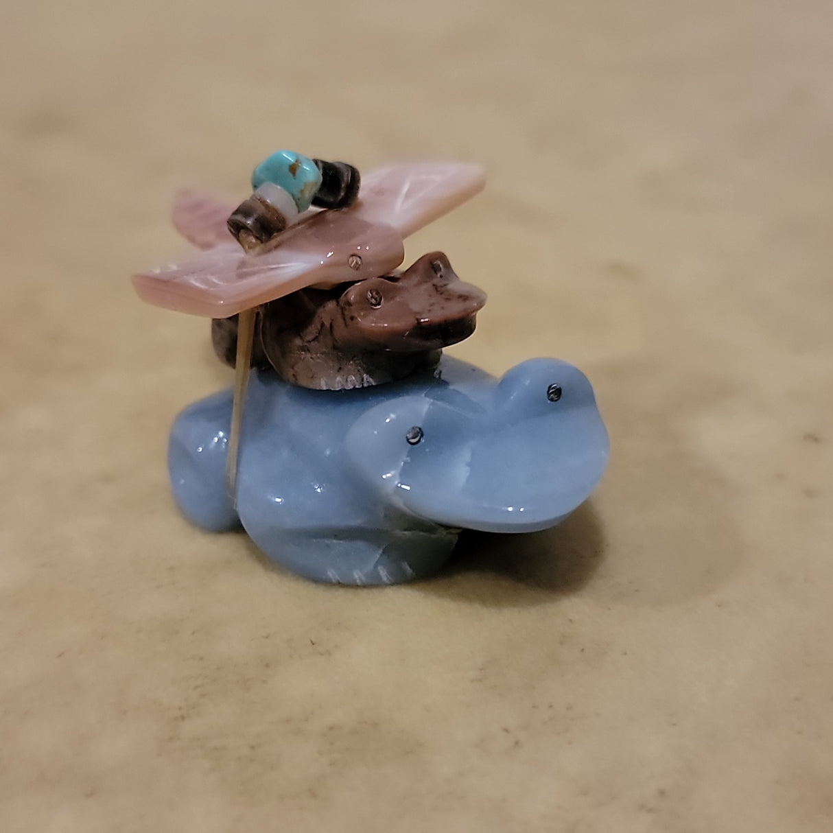 Daisy Leonard Stack Frogs and Dragonfly Zuni Fetish