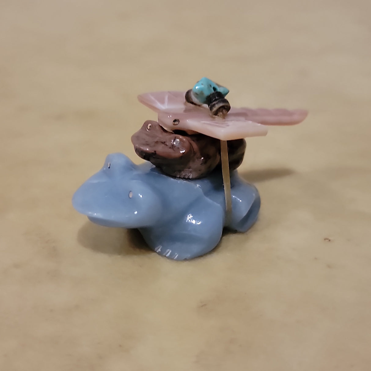 Stacked Frogs and Dragonfly Zuni Fetish