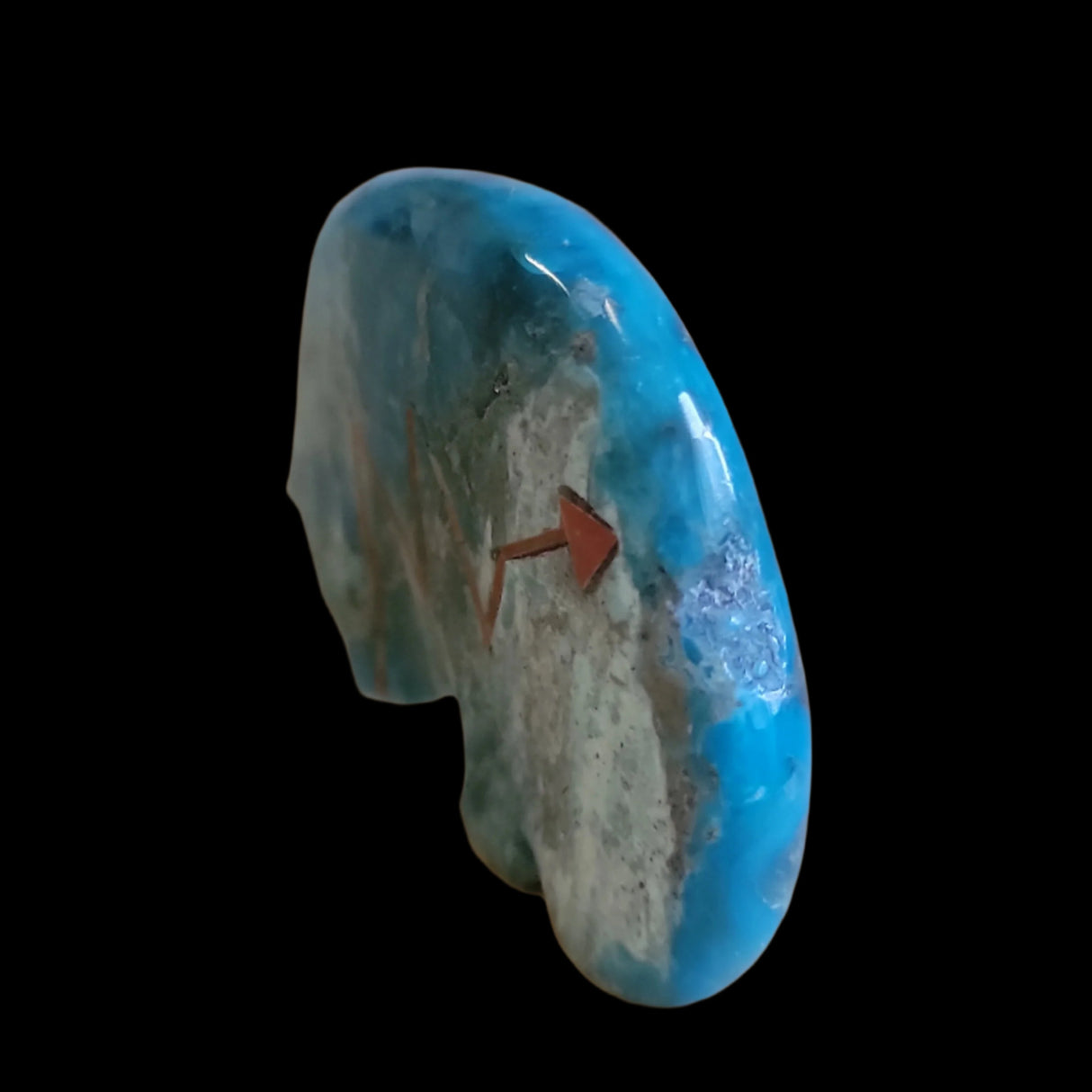 Chrysocolla Medicine Bear w/ Deep Red Coral Heartline Zuni Fetish