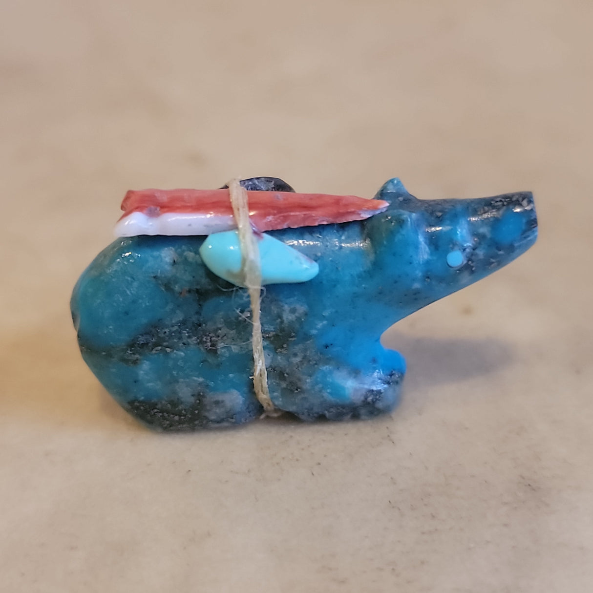 Chrysocolla Bear w/Pack Zuni Fetish