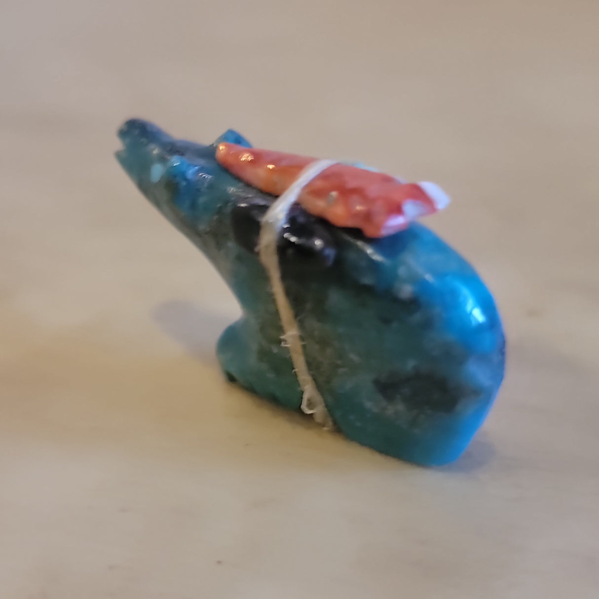 Chrysocolla Bear w/Pack Zuni Fetish