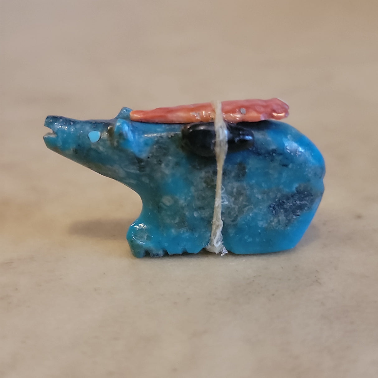 Chrysocolla Bear w/Pack Zuni Fetish