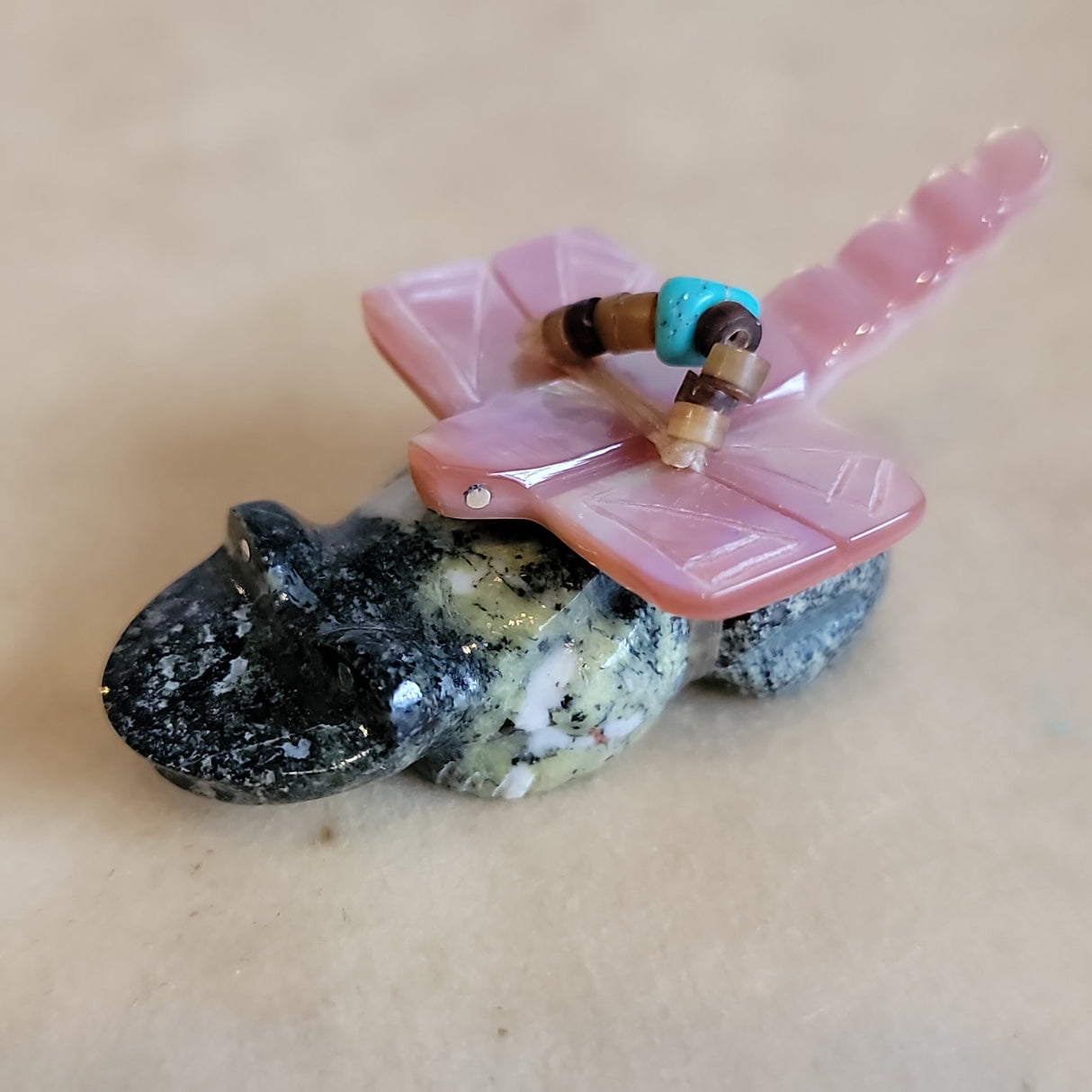 Daisy Natewa Frog and Dragonfly Stacked Zuni Fetish