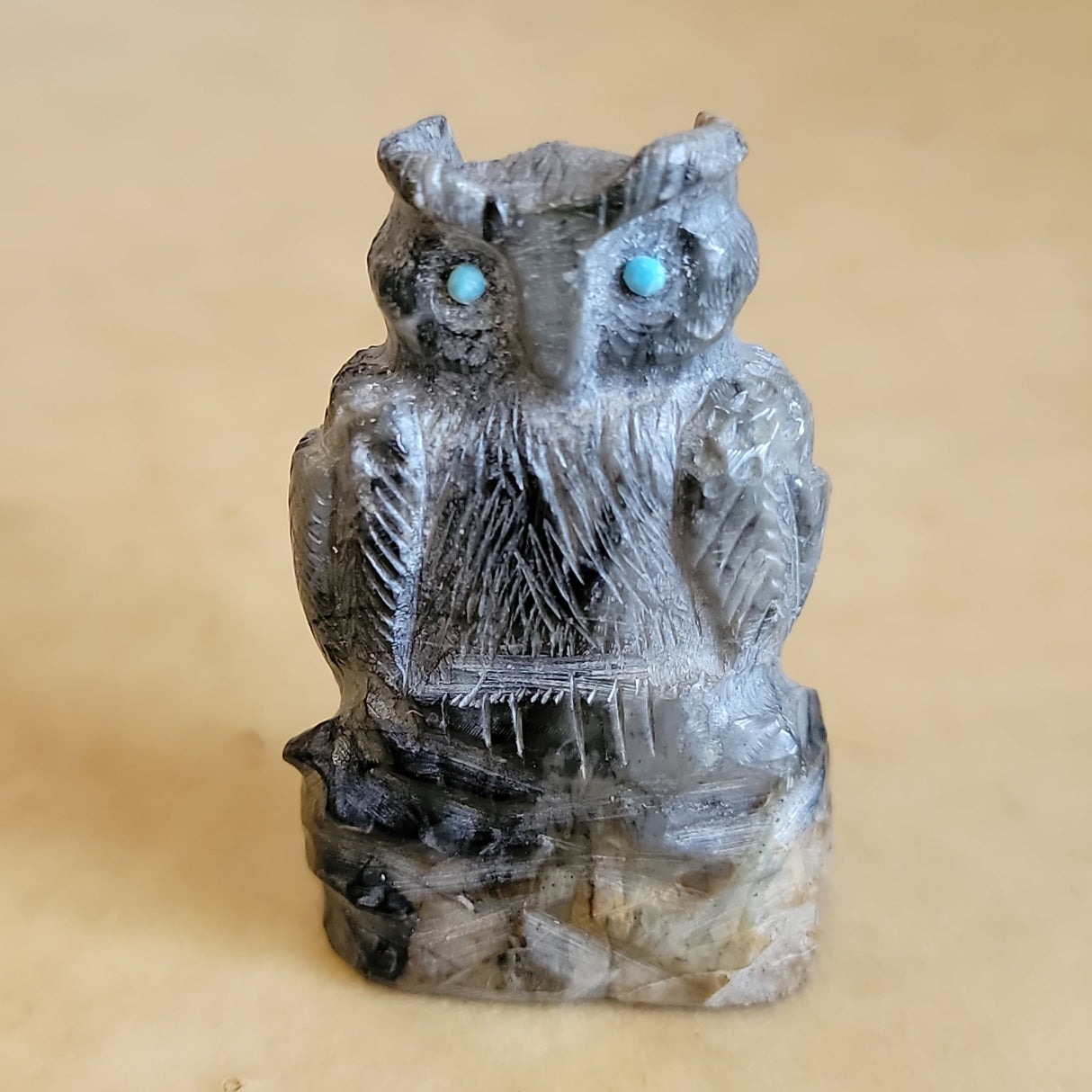 Picasso Marble Great Horned Owl Zuni Fetish