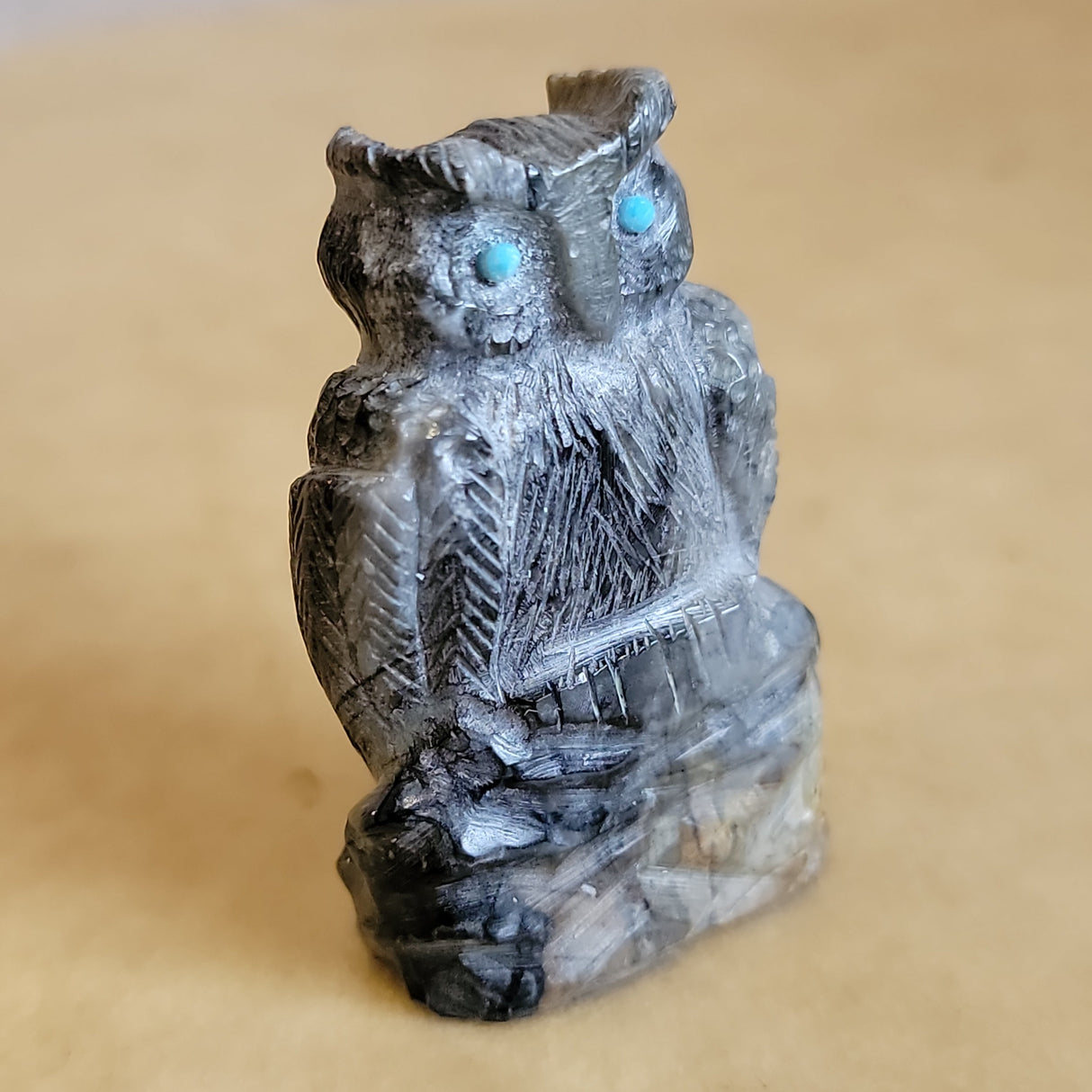 Picasso Marble Great Horned Owl Zuni Fetish