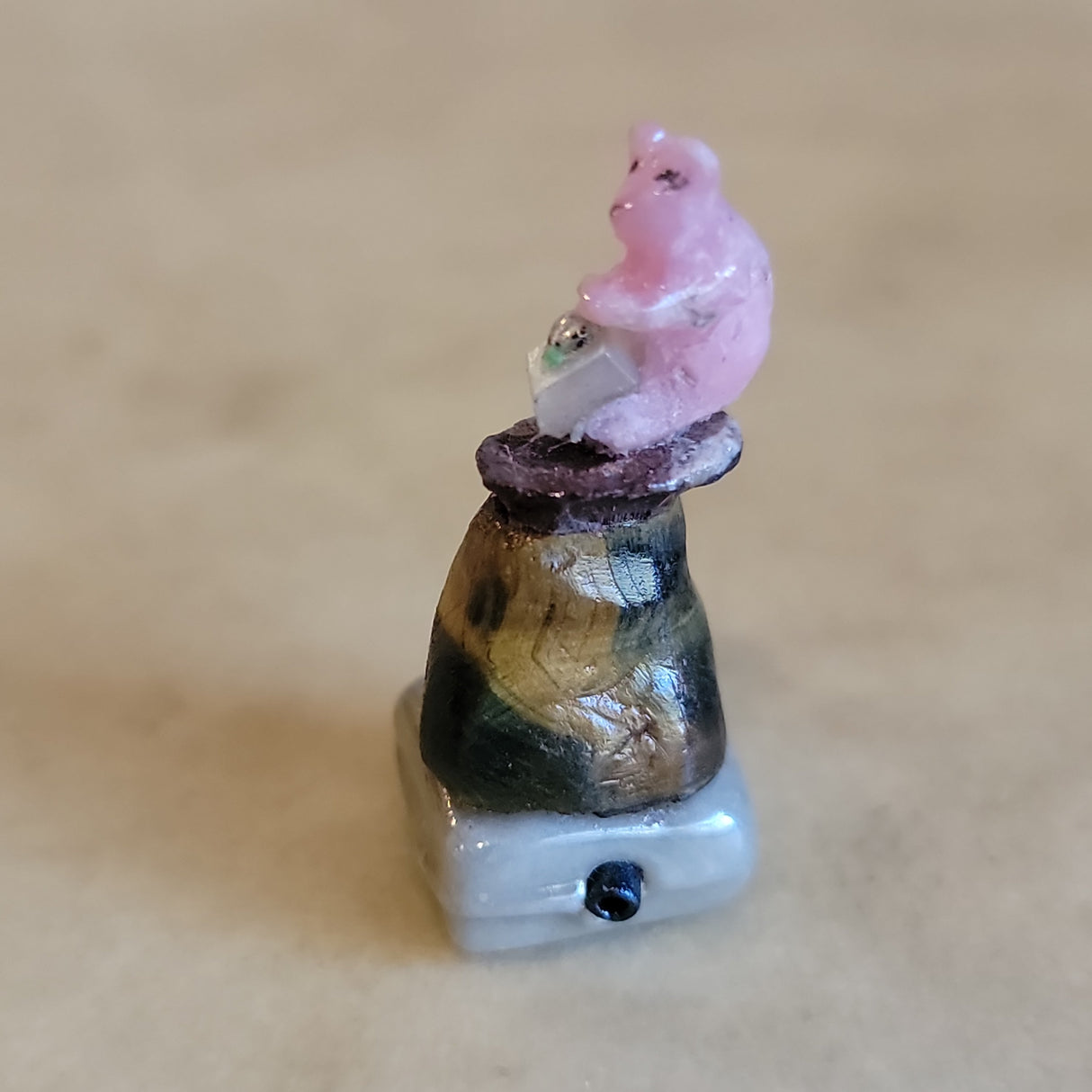 Miniature Pink Rose Quartz Bear Zuni Fetish