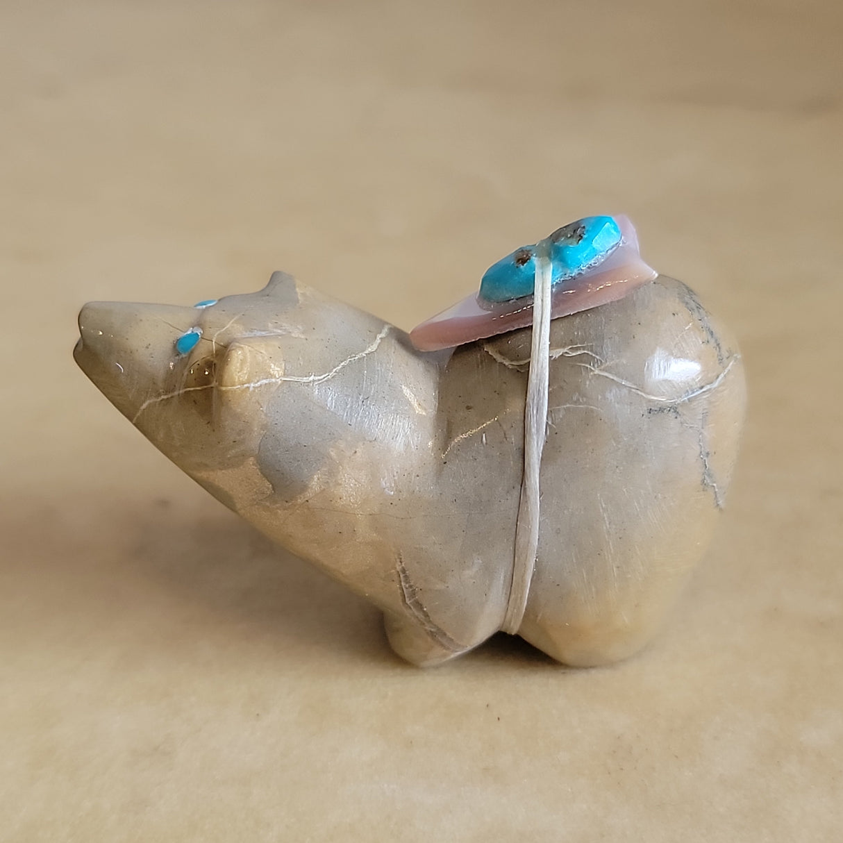 Travertine "Humped Backed" Bear Zuni Fetish