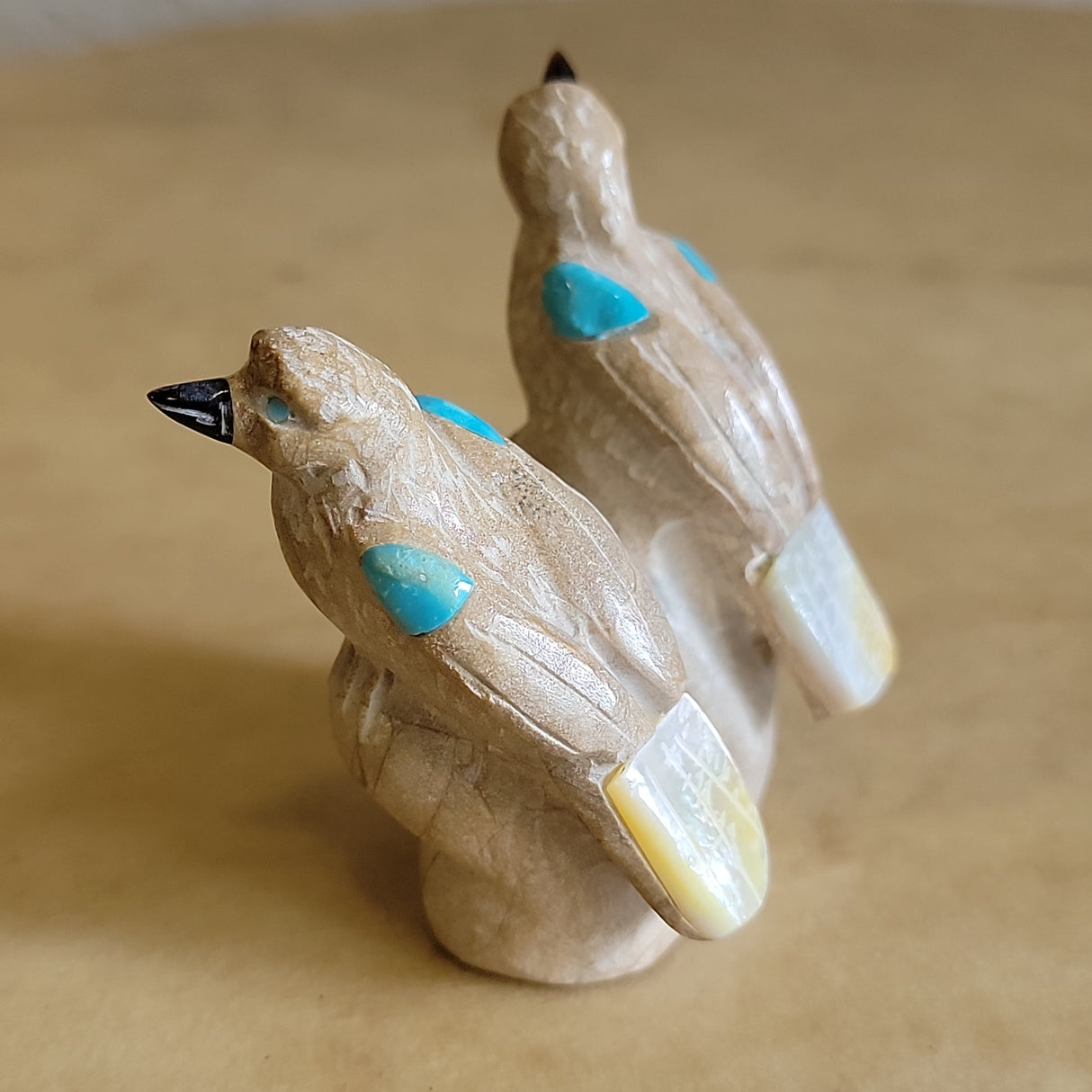 Double Travertine Lovebirds Zuni Fetish