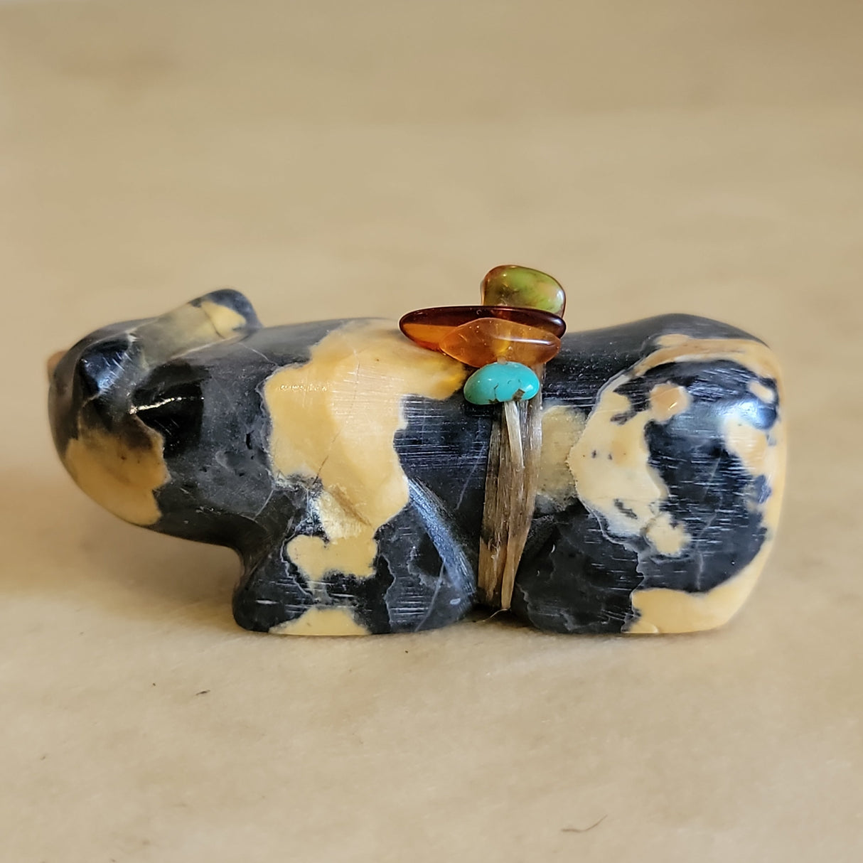 Burt Awelagte Egyptian Marble Zuni Fetish Grizzly Bear