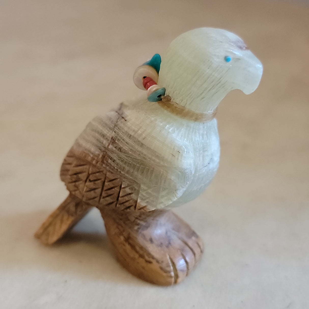 Douglas Martza Onyx Eagle w/Offering Zuni Fetish