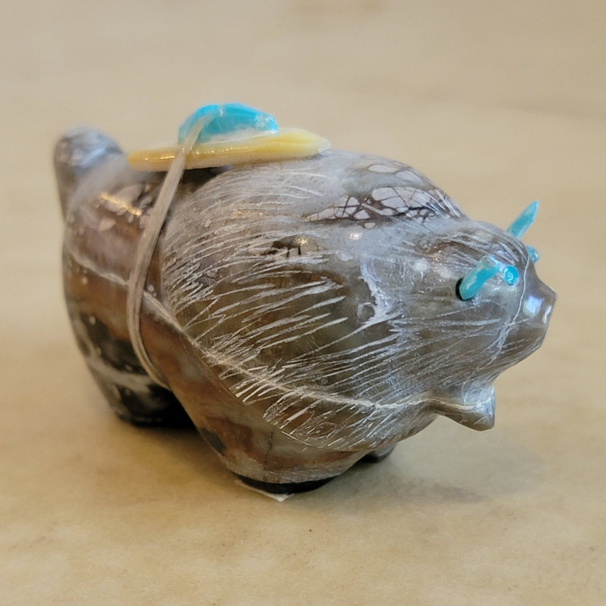 Picaso Marble Bison/Buffalo Zuni Fetish