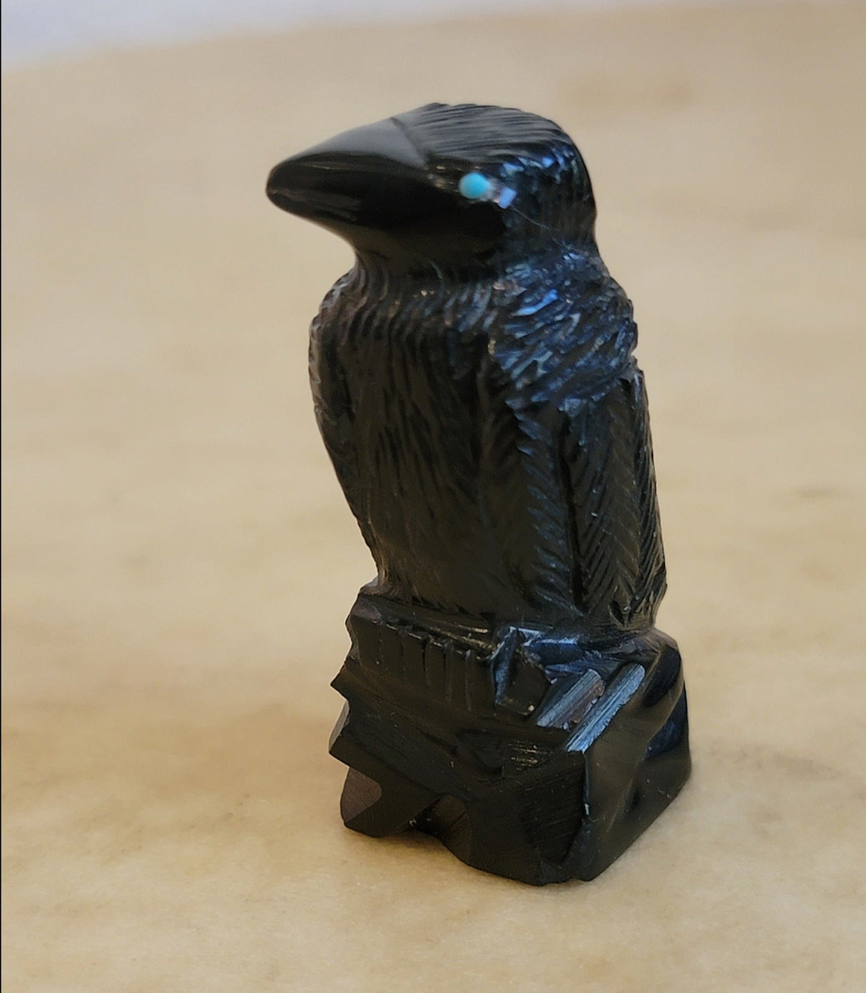 Jet Healing Raven Zuni Fetish