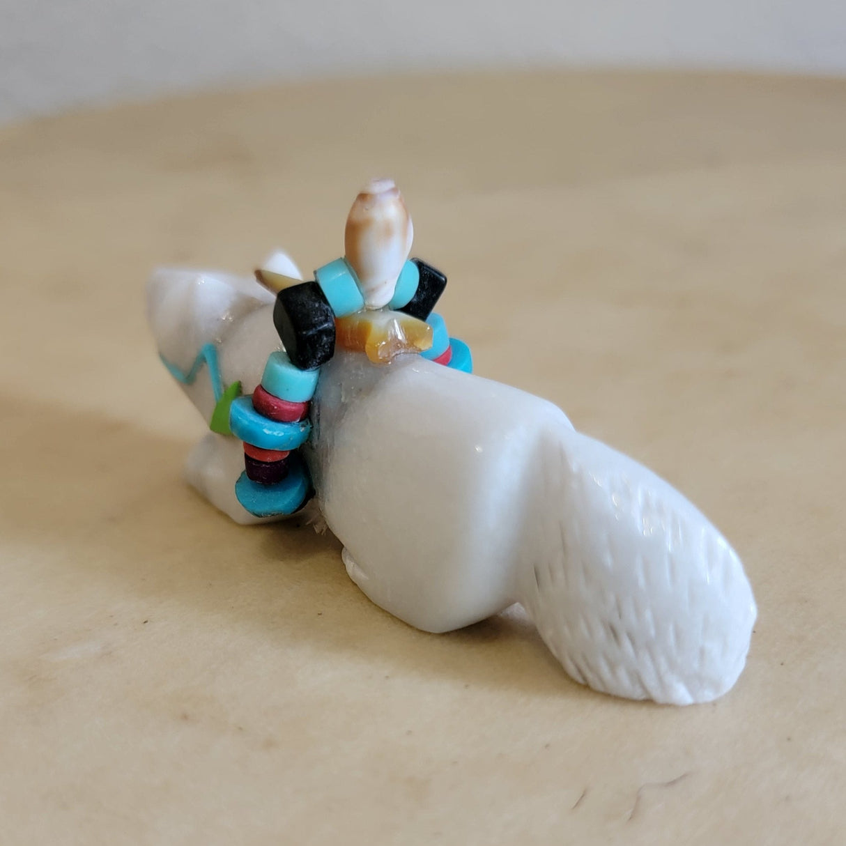 White Marble Wolf Zuni Fetish