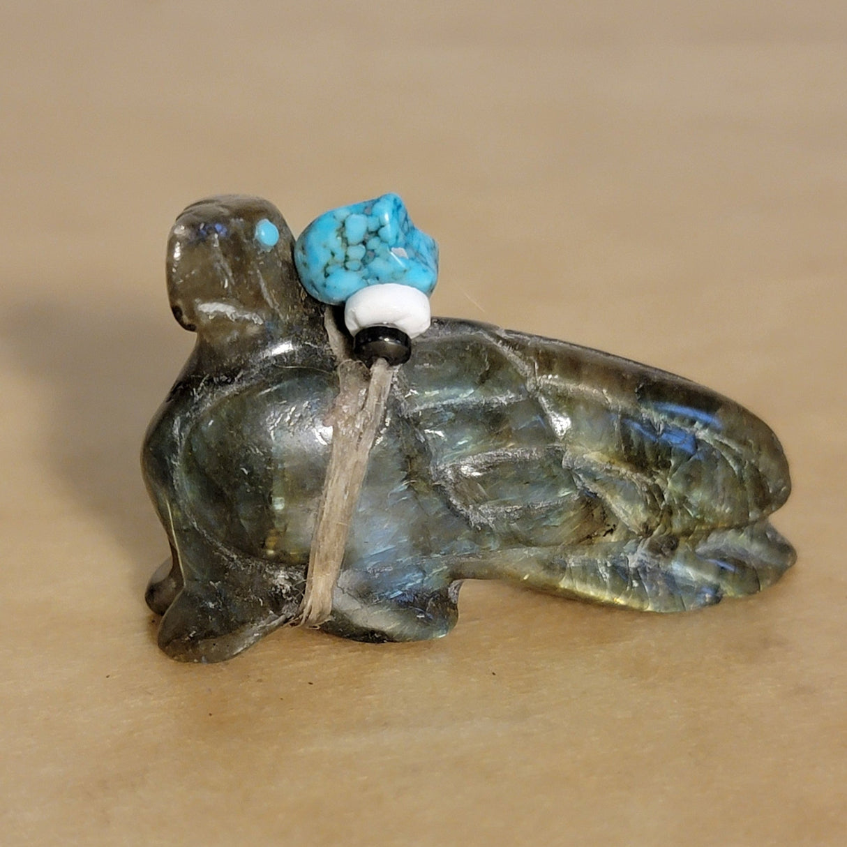 Labradorite Messenger Eagle w/Pack Zuni Fetish