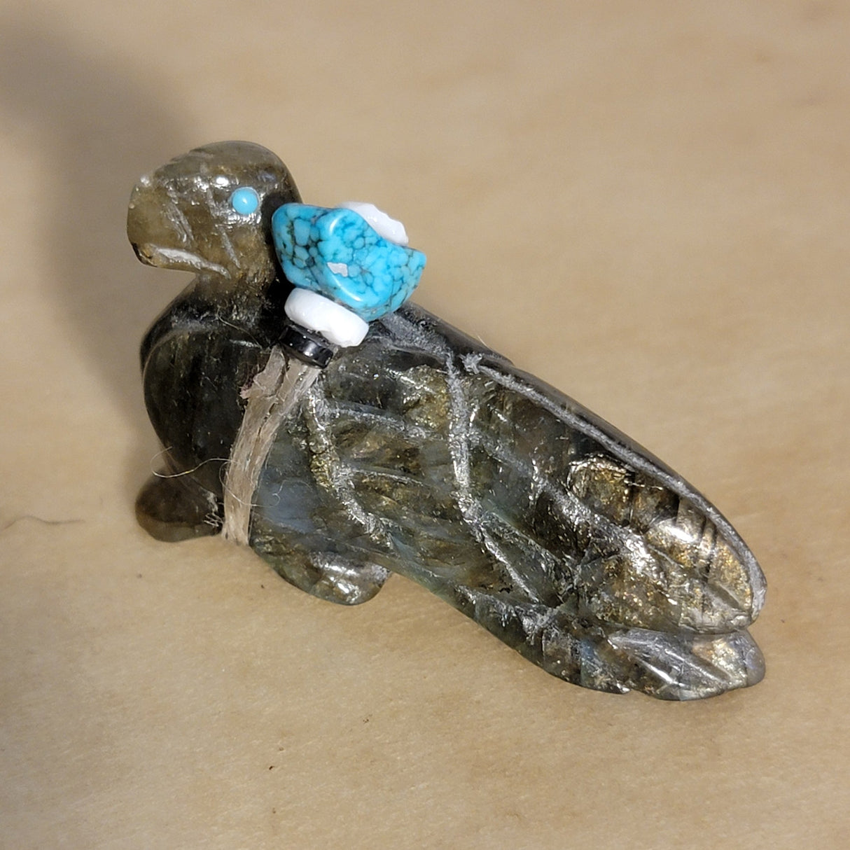 Labradorite Messenger Eagle w/Pack Zuni Fetish