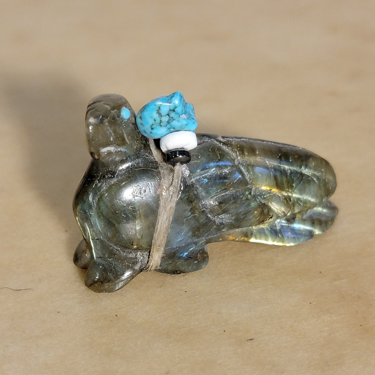 Labradorite Messenger Eagle w/Pack Zuni Fetish
