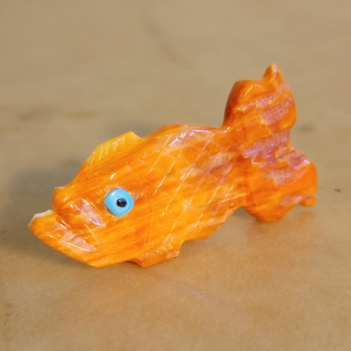 Brilliant Orange Big Mouth Bass/Fish Zuni Fetish