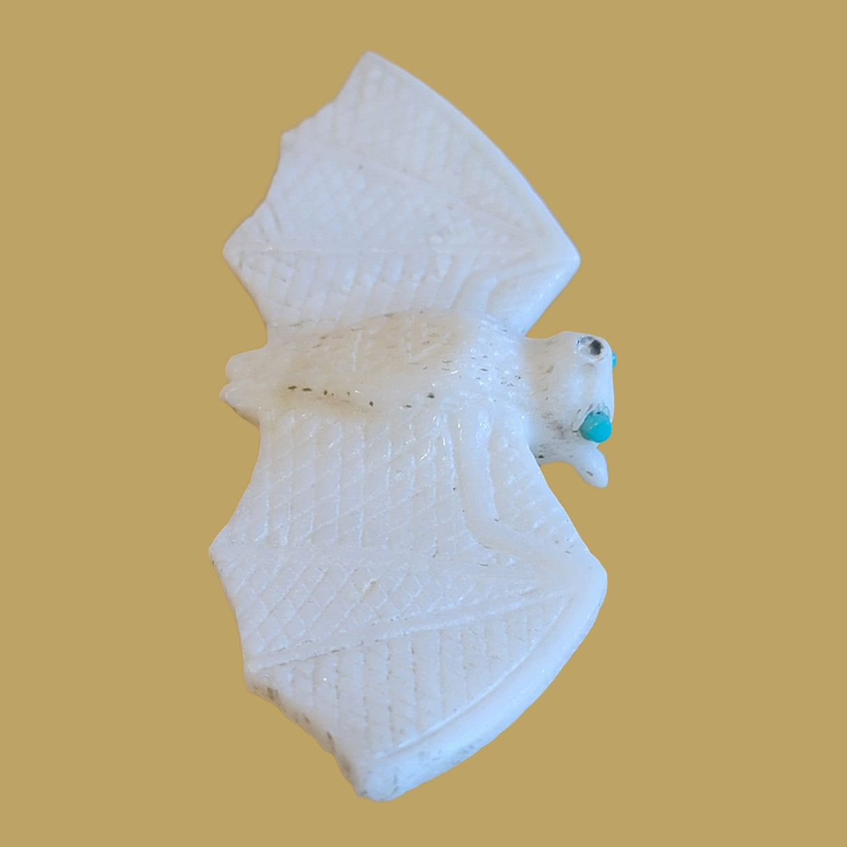 Albino Bat White Marble Zuni Fetish