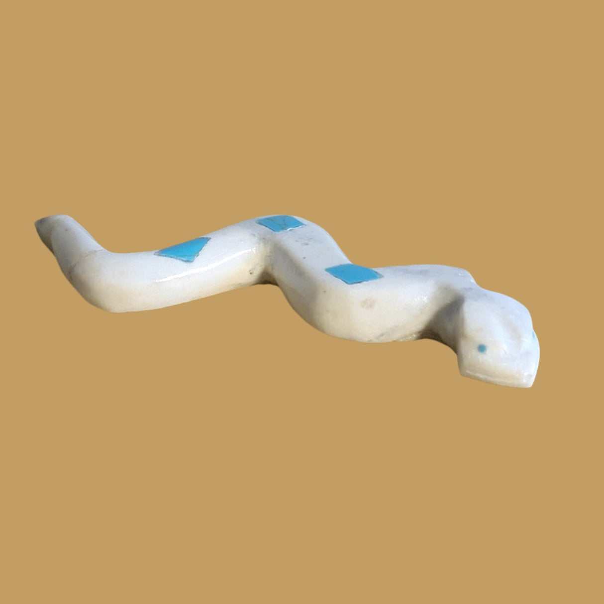 Slithering Marble Turquoise Diamond Backed Snake Zuni Fetish
