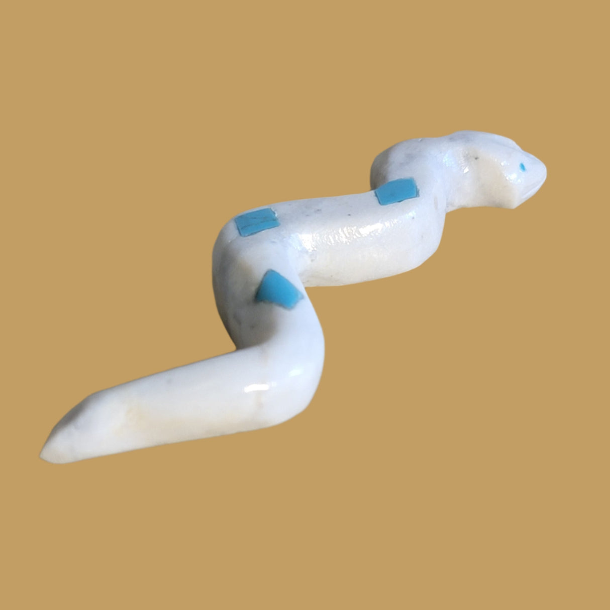 Slithering Marble Turquoise Diamond Backed Snake Zuni Fetish