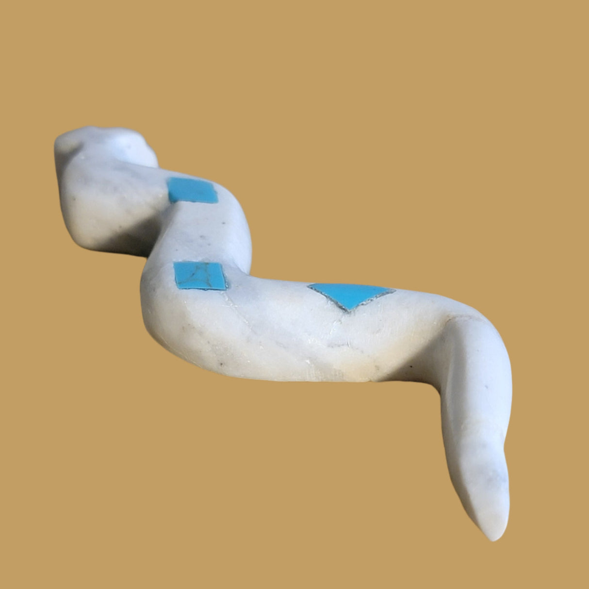 Slithering Marble Turquoise Diamond Backed Snake Zuni Fetish