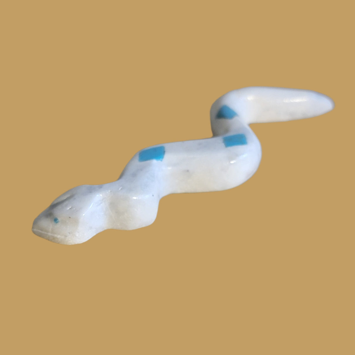 Slithering Marble Turquoise Diamond Backed Snake Zuni Fetish