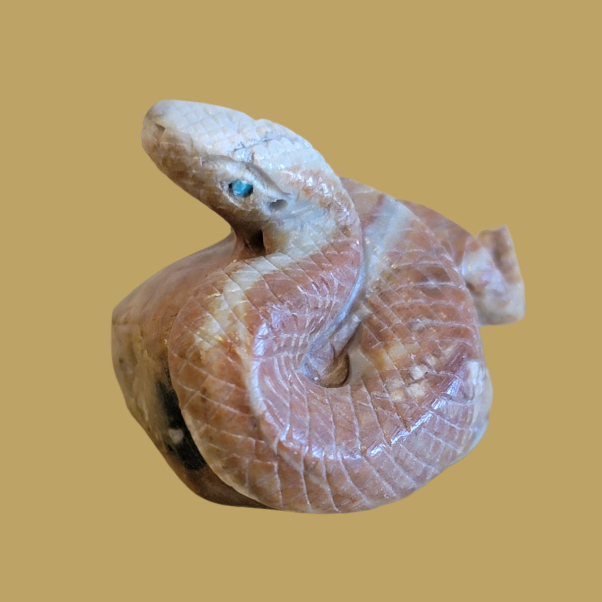 Striking Picasso Marble Rattlesnake/Snake Zuni Fetish