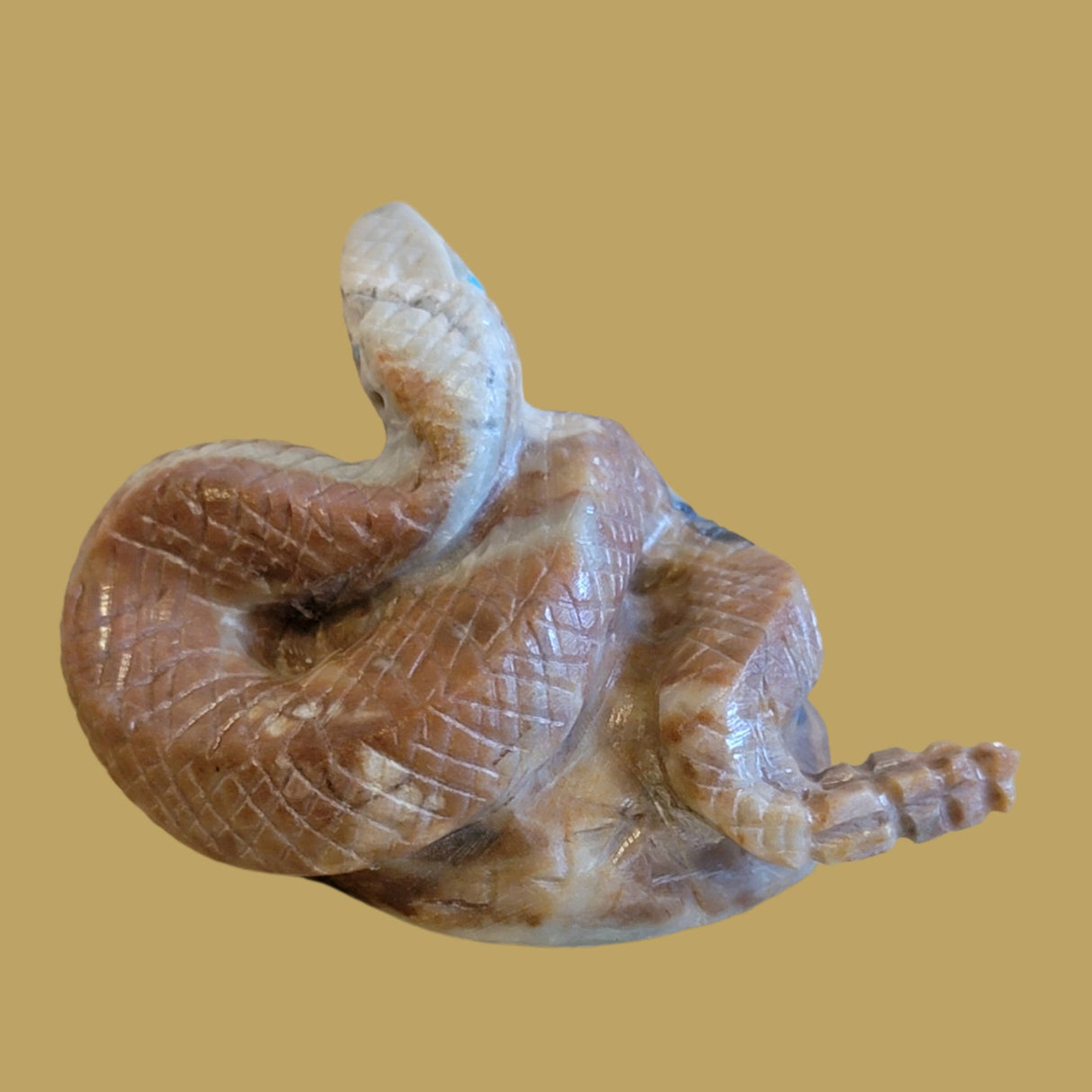 Striking Picasso Marble Rattlesnake/Snake Zuni Fetish