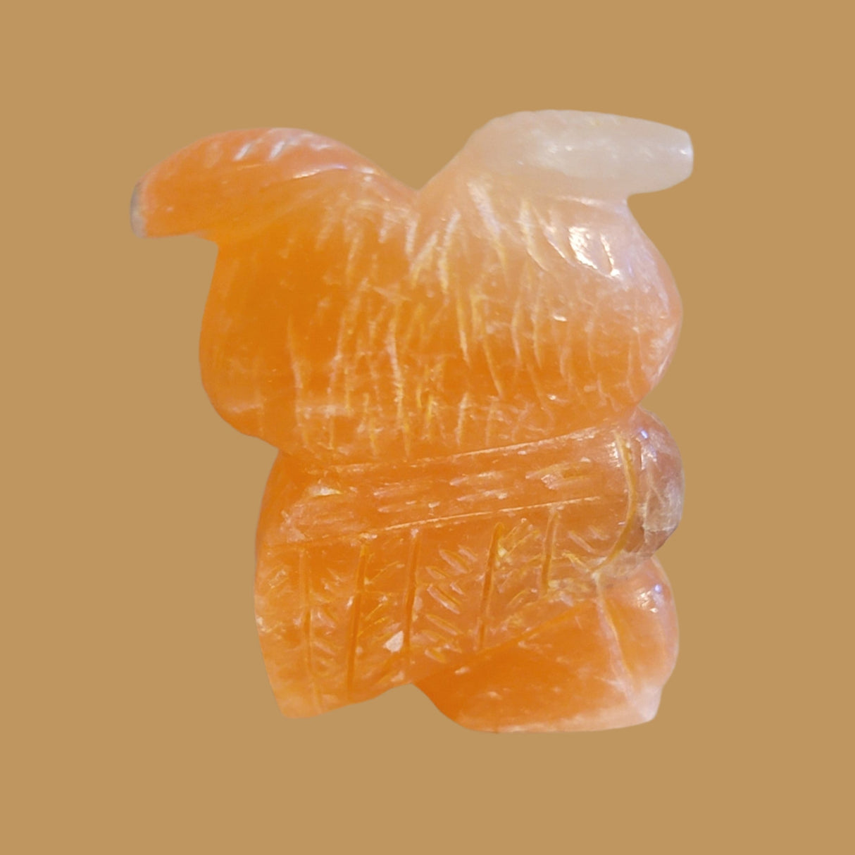 Orange Alabaster Hoot Owl Zuni Fetish