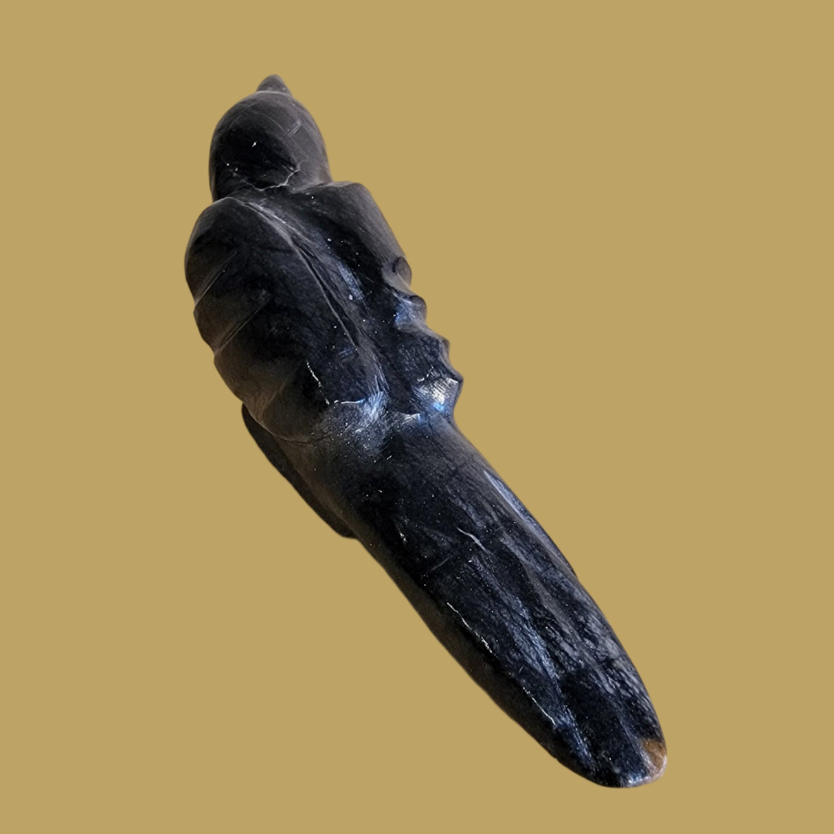 Black Marble Healing Raven Zuni Fetish