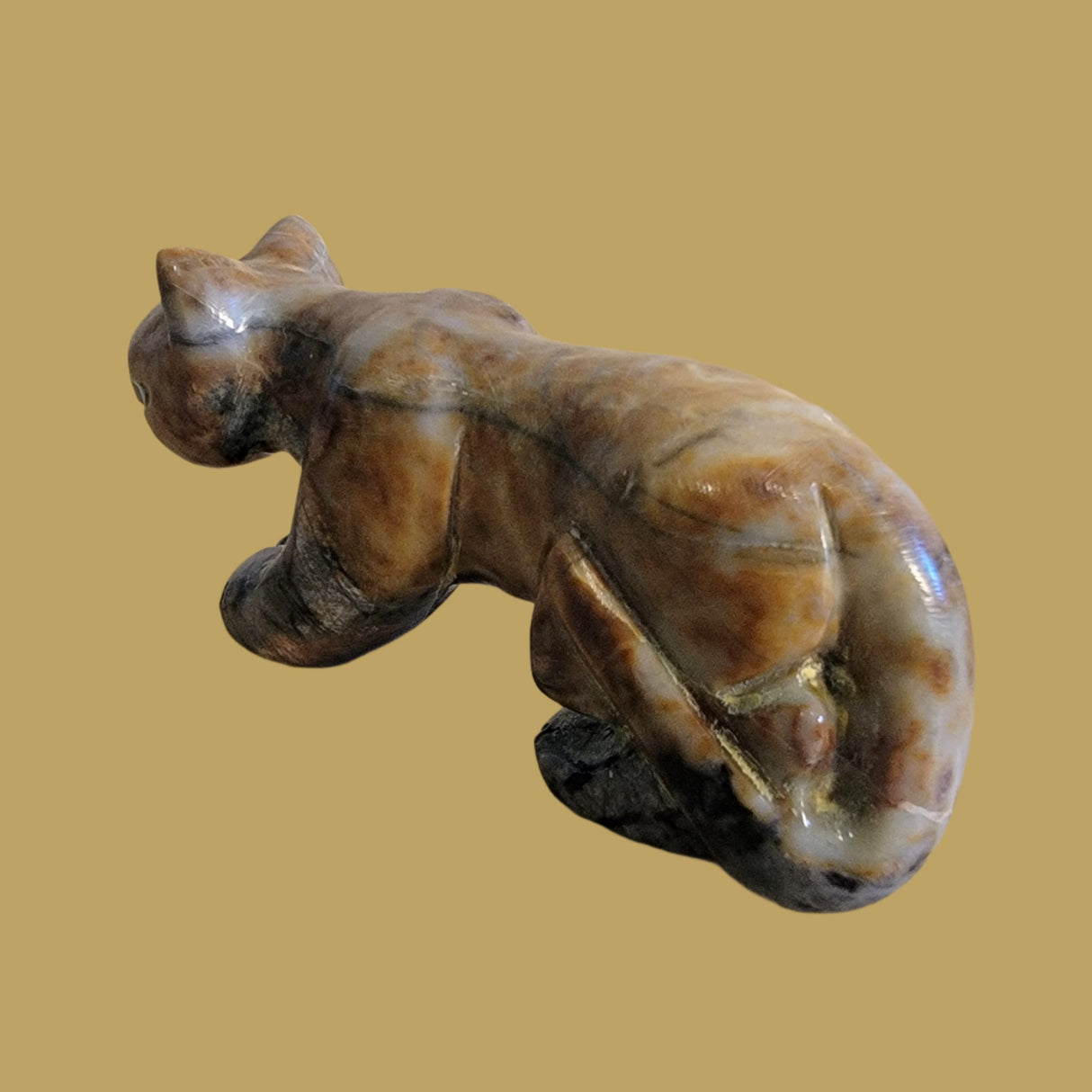 Highly Polished Picasso Mountain Lion Zuni Fetish