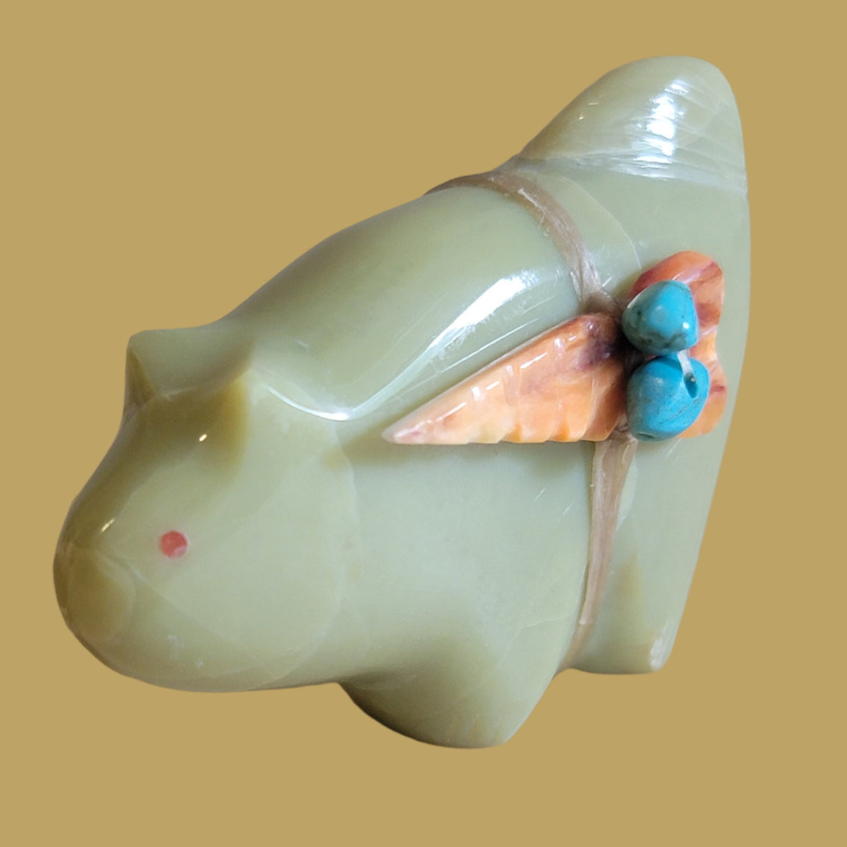 Serpentine Bobcat w/Side Pack Zuni Fetish