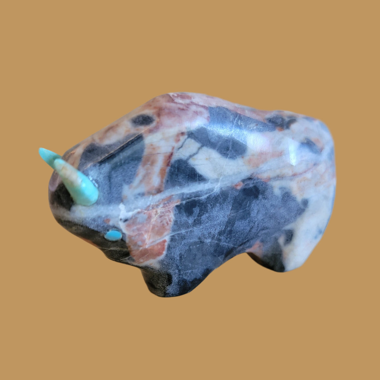 Egyptian Marble Bison/Buffalo Zuni Fetish