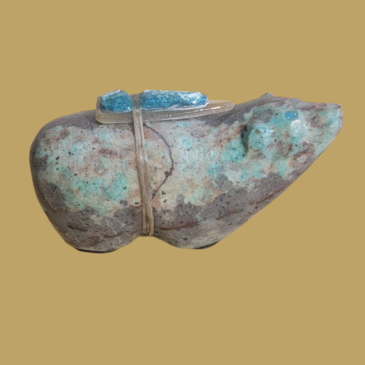 Variscite Bear w/ Jet Feet Zuni Fetish