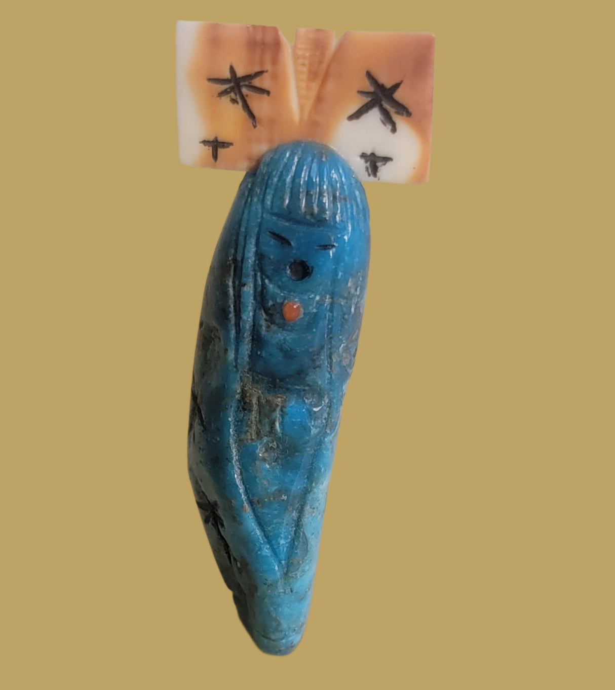 Turquoise Double Sided Zuni Maiden(s) w/ Tablita Zuni Fetish