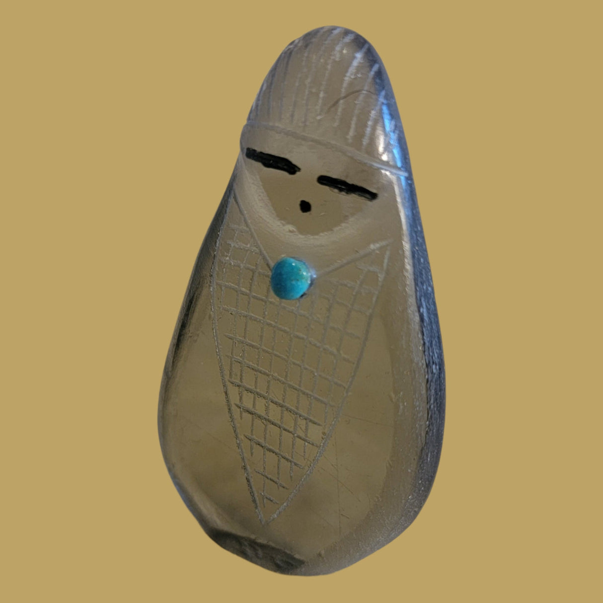 Glass Zuni Corn Maiden with Turquoise Zuni Fetish