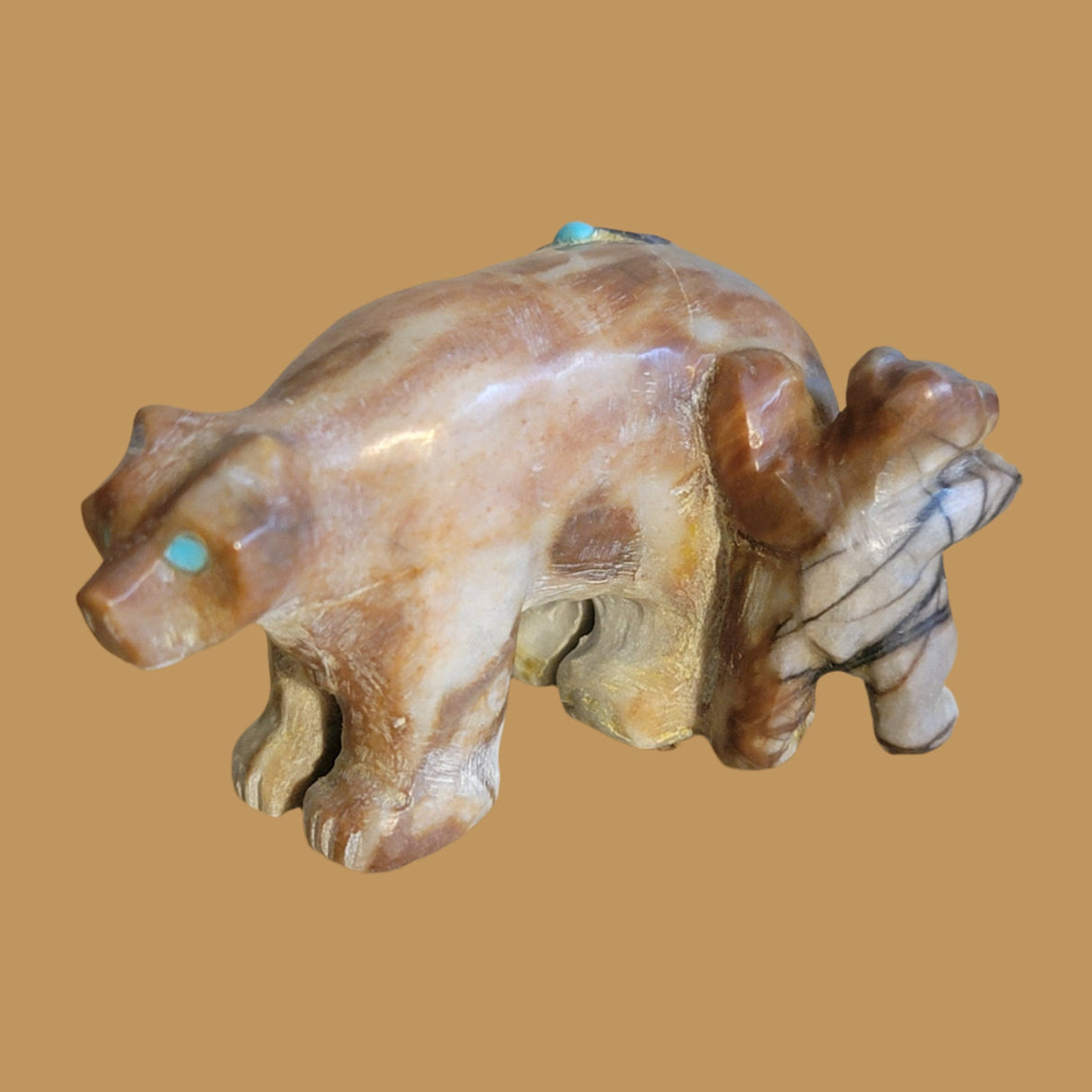 Mama Bear w/Standing Cub By Her Side Zuni Fetish