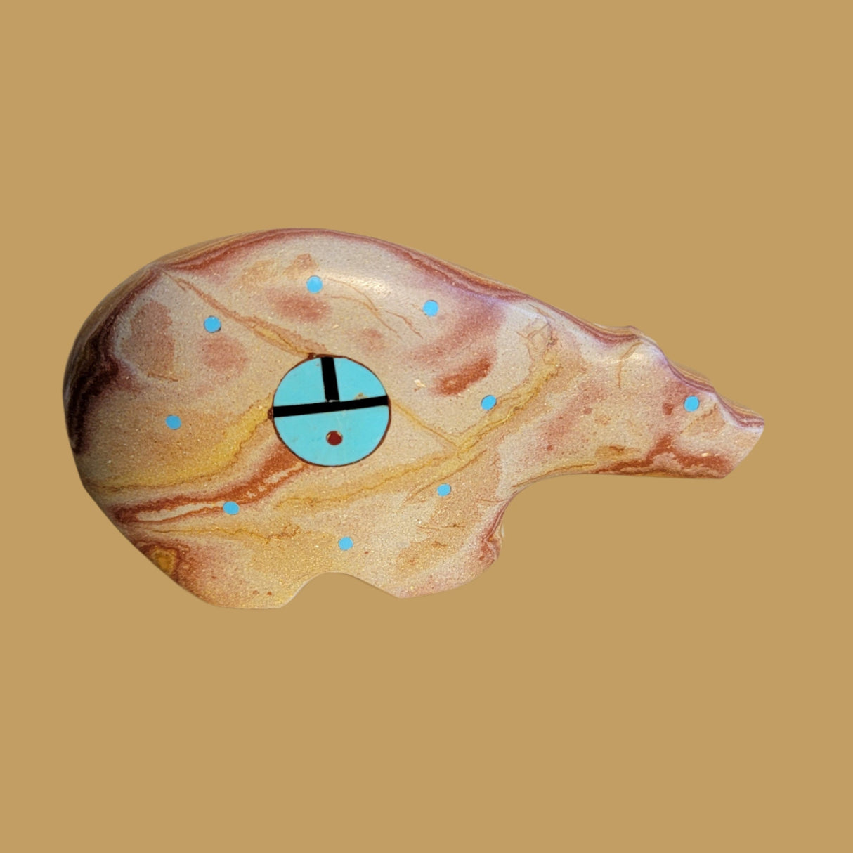 Large Hickoryite Bear w/Zuni Suns Zuni Fetish