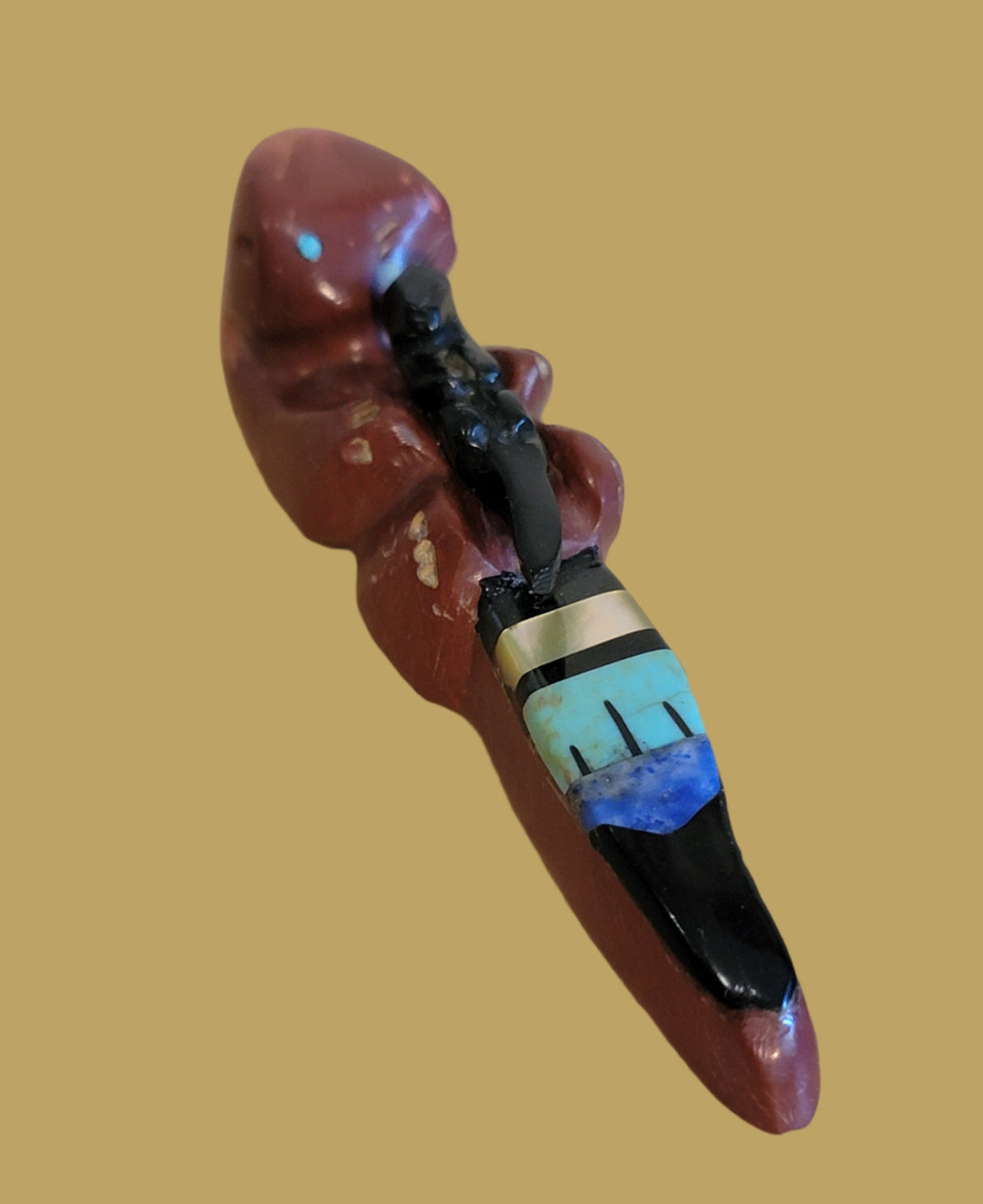Inlaid Pipestone Otter w/Baby Zuni Fetish