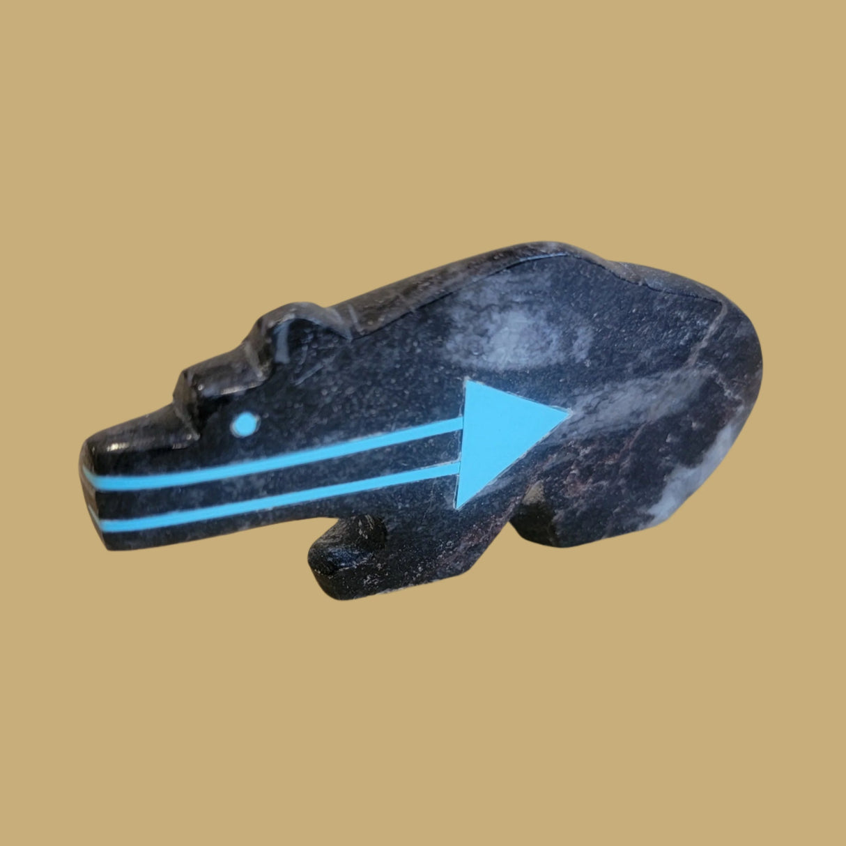 Ammonite Bear w/Double Heartline Zuni Fetish