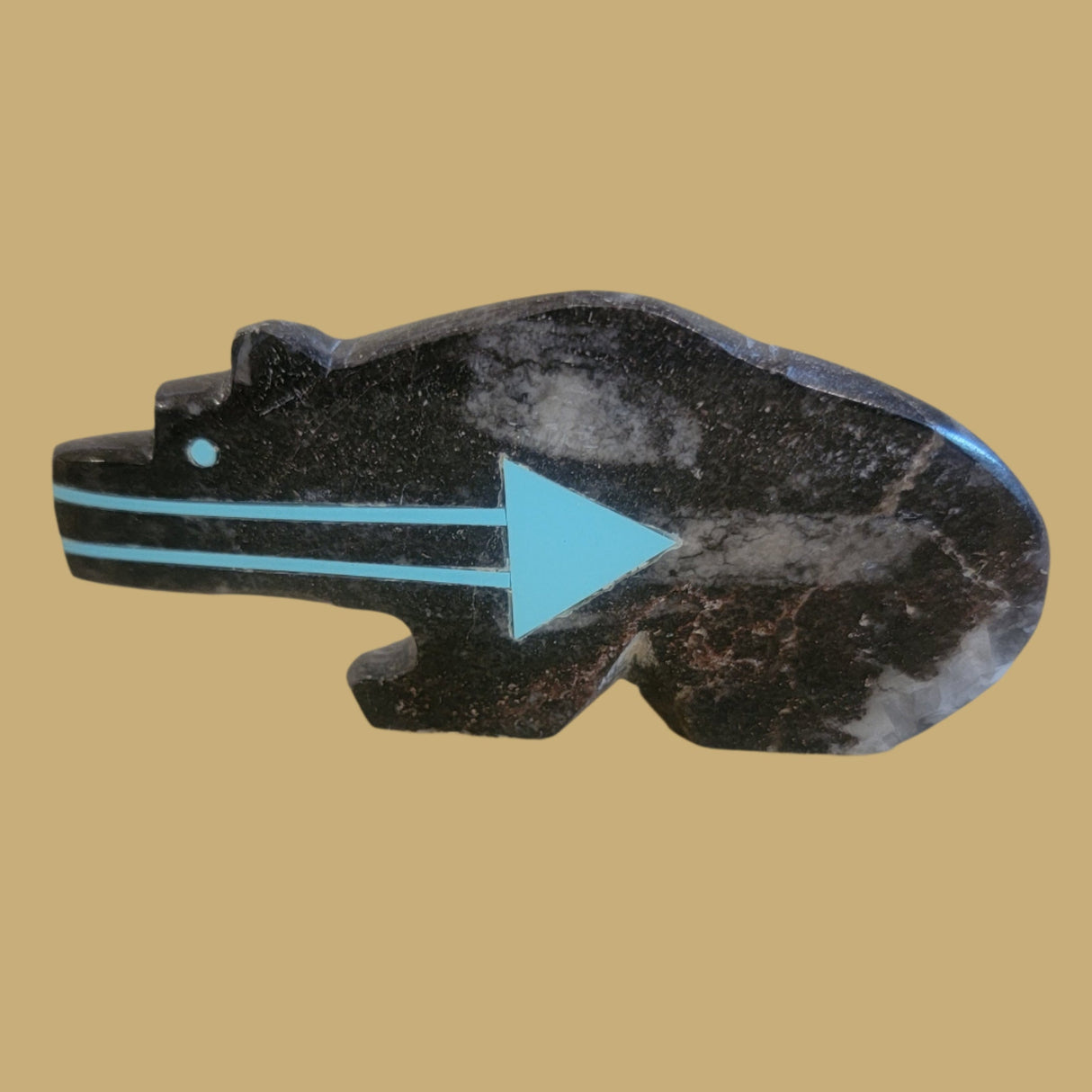 Ammonite Bear w/Double Heartline Zuni Fetish